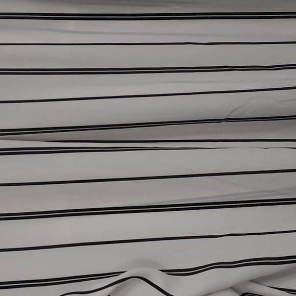 Candie's Striped Black Cream Ivory White Pinstripe Long Sleeve Button Down Top - Picture 8 of 9